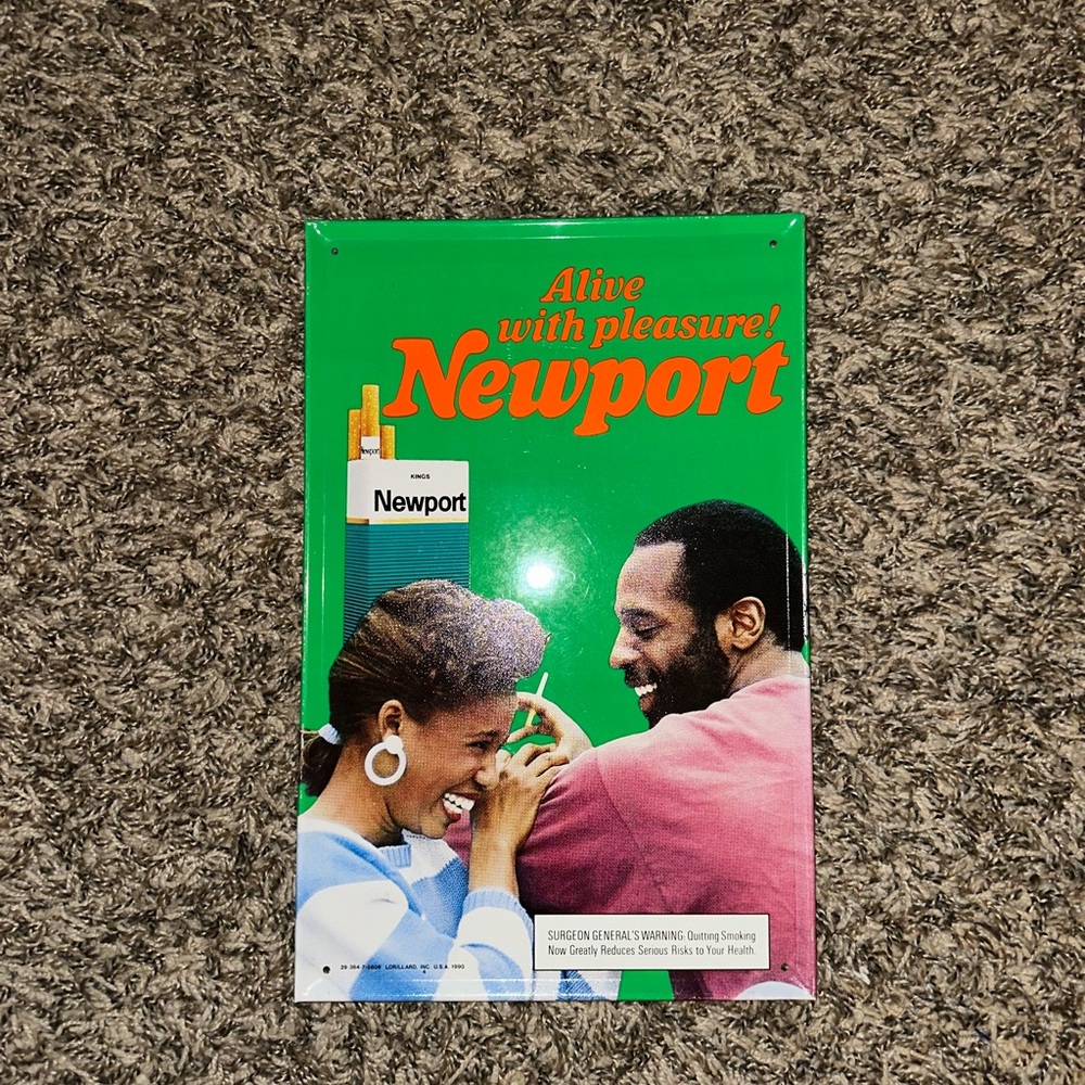 vintage Newport Green and Red Metal Sign